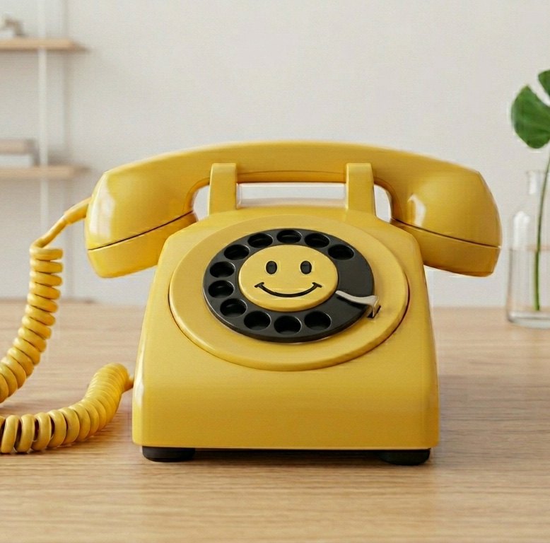 Gelbes Retro-Telefon